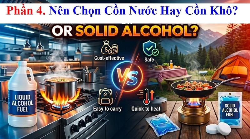 So Sánh Cồn Nước Và Cồn Khô: Loại Nào Tốt Hơn Cho Đun Nấu Và Sử Dụng Hàng Ngày?